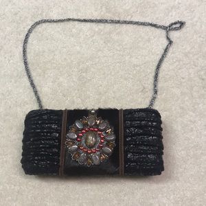 Mary Frances beaded and fur clutch